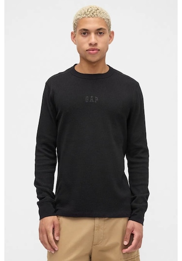 Gap V-frch Logo Erkek Tişört Siyah