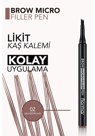 Flormar Brow Micro Filler Fırça Uçlu Likit Kaş Kalemi 002 Medium Brown