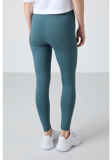 Tommy Life Orman Yeşili Yüksek Bel Toparlayıcı Slim Fit Dar Paça Kadın Tayt - 94011 Yeşil