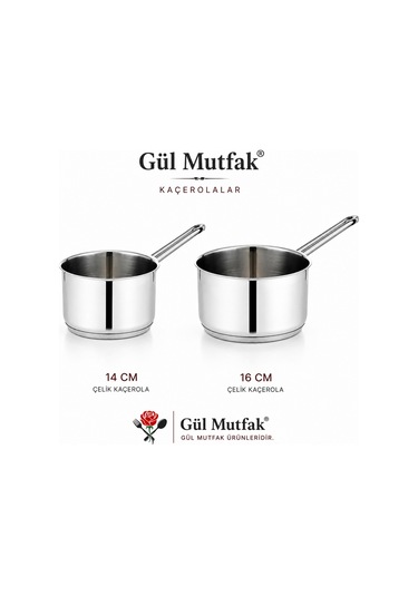 2 Li Paslanmaz Çelik Kaçerola Sosluk Sütlük Seti Tabanlı