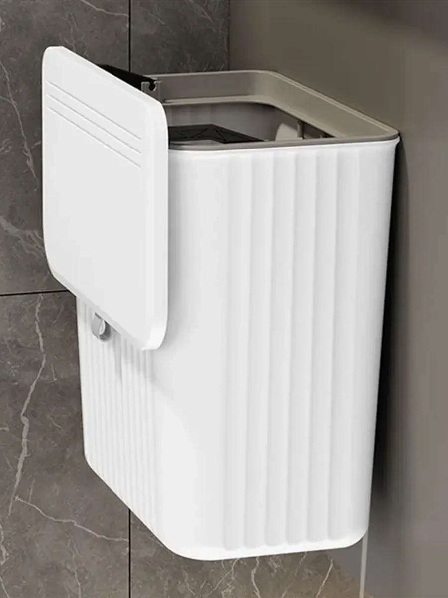 Lınmu Mutfak İçin 7 Litrelik Kapaklı Asılabilir Çöp Kovası 333095341 Beyaz