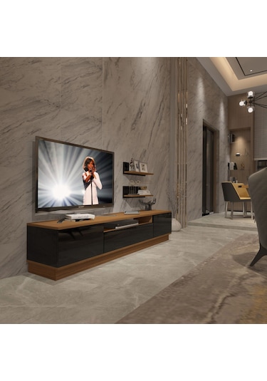 Decoraktiv Trendstyle 4s Slm Tv Ünitesi Tv Sehpası Ceviz - Siyah