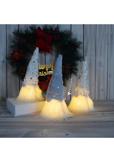 Noel Dekorasyon Gnome, Led'li 25 Cm Yüksek, Noel Baba Noel Baba T