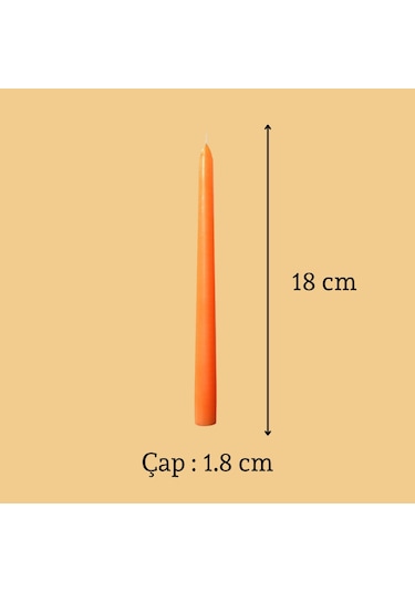 6 Lı Kısa Turuncu Konik Şamdan Mum Yükseklik 18 Cm Turuncu