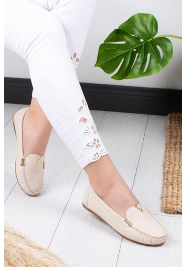 Khayt Flora Casual Günlük Kadın Babet Ayakkabı Bej