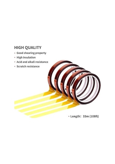 Pazly 1 Adet Genişlik 3-200mm Isı Bga Isı Yalıtımı Poliimid Yüksek Sıcaklık Yapışkan Bant 3d Baskı Korumak 100mm 100mm