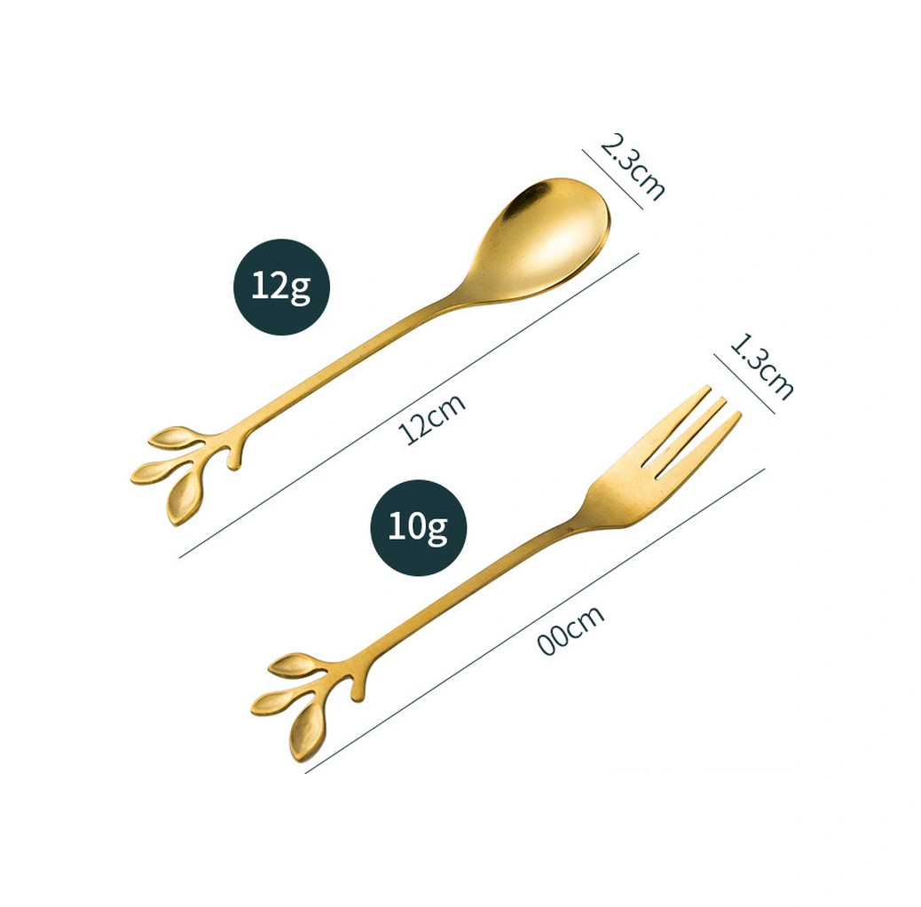 Youmex Altın Kaplama Paslanmaz Çelik Çay Kaşığı - Doğa Motifi Dal Şekilli Kahve Karıştırıcı, Tatlı Ve Meyve Kaşıği Seti Diğer