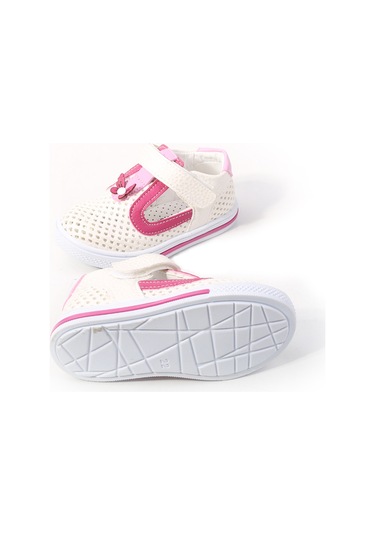 Şirin Bebe 2078 Kız Bebek Ortopedik Ayakkabı Sandalet Beyaz-Pembe