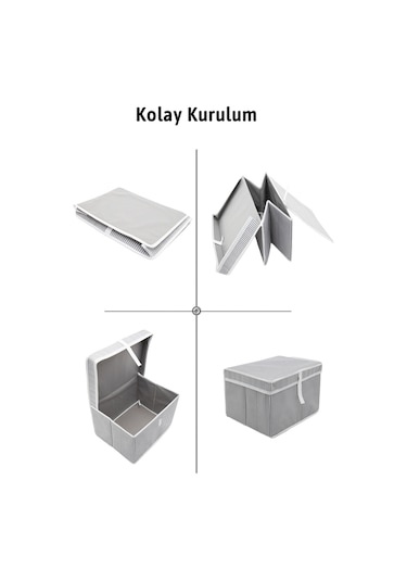 Kapaklı Mega Plus 2'li Hurç 70x40x30 - Gri Gri