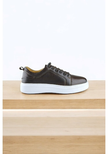 Ktty05 Hakiki Deri Yumuşak Esnek Lastik Bağcıklı Ortopedik Erkek Ayakkabı Kahverengi