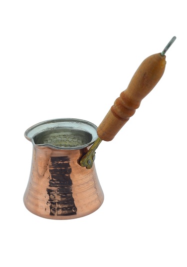 Ludıa Ahşap Saplı El Yapımı Dövme Bakır Cezve No3 Kahve Cezvesi