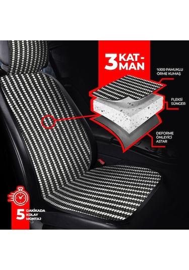 Oto Koltuk Koruyucu Kılıf Füme Universal 2 Parça Ön A+ Kalite