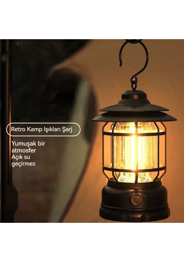 Jian Fan Açık Kamp Acil Aydınlat Maşarj Edilebiler Taşınabilinir Led Atığıgııı-siyah Siyah