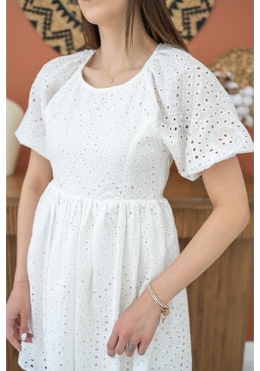 Beyaz Fisto Elbise Beyaz