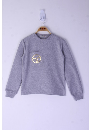 Toontoy Kız Çocuk Cebi Arma Baskılı Sweatshirt Sarı