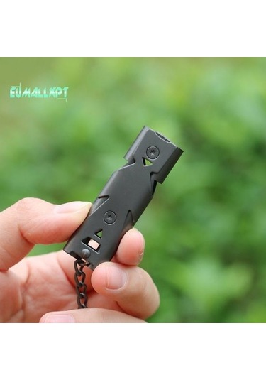 Koyu Gri Açık İmdat Düdüğü Çift Tüp 80-150db Yüksek Desibel Paslanmaz Çelik Kuş Eğitimi Koyu Gri