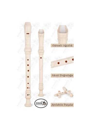 Flüt Blok 1 Adet Helvacıoğlu Renkli Blok Flüt Abs Plastik 3 Parça Kaliteli Net Ve Yüksek Ses Kalitesi Fülüt Krem