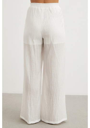 Uterpe Linen-look Beyaz Pantolon