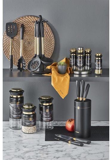 Neva N3274 Marble Plus 6 Lı Baharat Seti Siyah