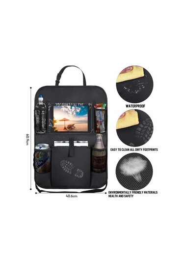 Novahub 2'li Katlanabilir Araç Koltuğu Koruyucu - Çocuklar İçin Saklama Cepleri Ve Tablet Tutucu - Premium 600d Kumaş, Siyah/