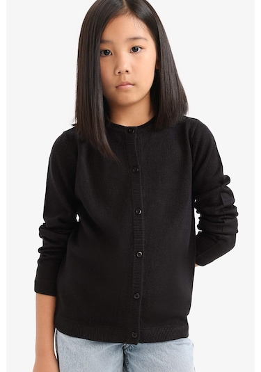 Defacto Kız Çocuk Bisiklet Yaka Düğmeli Hırka N8407a625aubk27 Siyah
