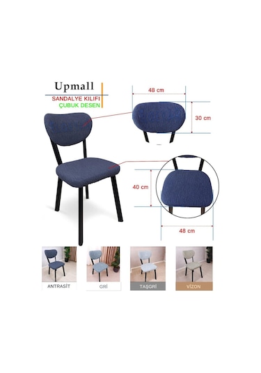 Bohem Jakarlı Sandalye Kılıfı Çubuk Desen 6 Adet Vizon Vizon