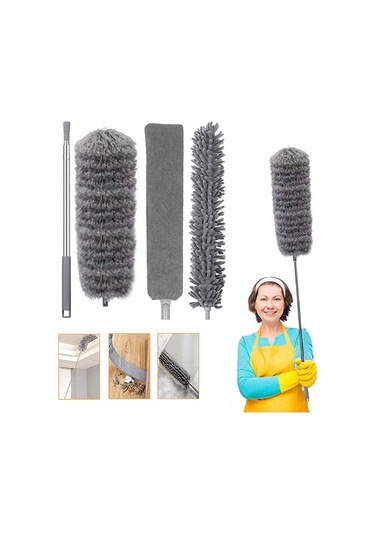 Neevoyu 2.5m Uzayabilir Çelik Çubuklu Temizlik Seti - Mikrofiber + Chenille + Teker Temizleyici, Yüksek Bölgeler Ve Araçlar İçin Yıkama Yapılabilir