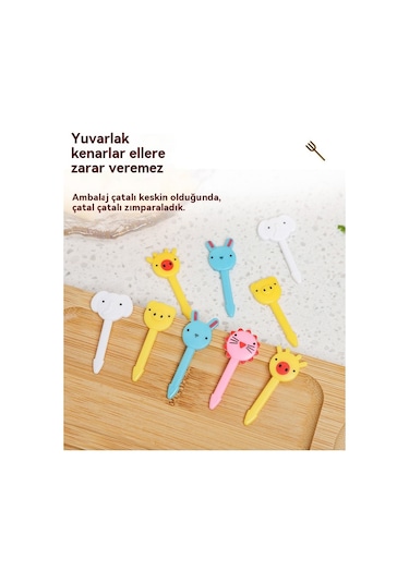 Aurora Kara Kedi Çocuk Mini Karikatür Meyve Çatalı Seti Siyah