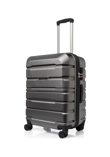 Unisex 4 Tekerli Kilitli Kabin Boy Valiz Bavul Füme