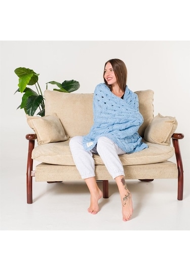 Serenita Saç Örgü Triko Tv Battaniyesi Throw Koltuk Şalı (538861611)-110X160