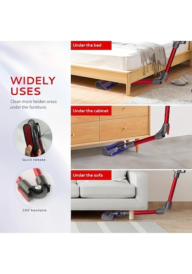 Honeybeeshop 1 Bilgisayar V7 V8 V10 V11 V15 Çubuk Süpürgeleri İçin Katlanabilir Uzatma Çubuğu Hızlı Çıkış Ve Yükseltme Uyumlu Kırmızı Aksesuar