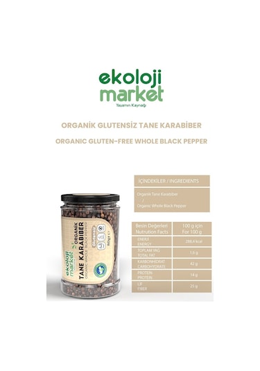 Ekoloji Market Organik Glutensiz Tane Karabiber 80 G