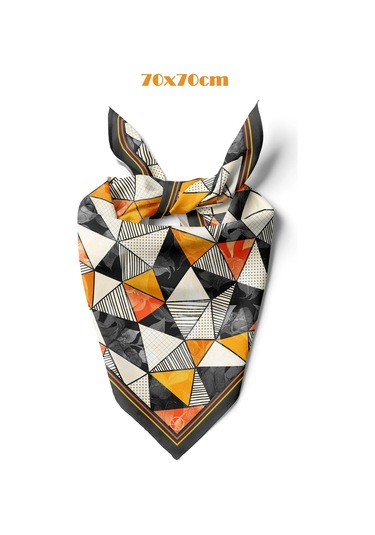 Trıbal Geometrı Desen 70 70cm Bandana/fular Çok Renkli