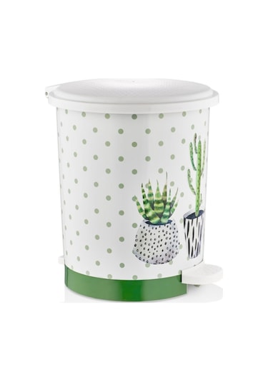Bayev Kaktüs Desenli Basmalı Pedallı Çöp Kovası 12lt Mrd153 Çok Renkli