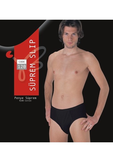 Erkek Siyah Süprem Penye Slip % 100 Pamuklu 3'lü Paket 120-3s Siyah