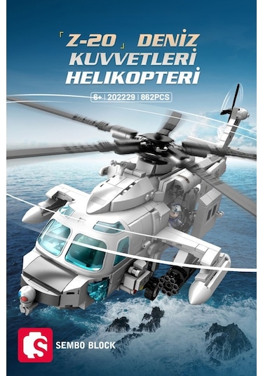 Sembo Block Z-20 Donanma Helikopteri 862 Parça Yapı Blokları  İle Uyumlu 202229