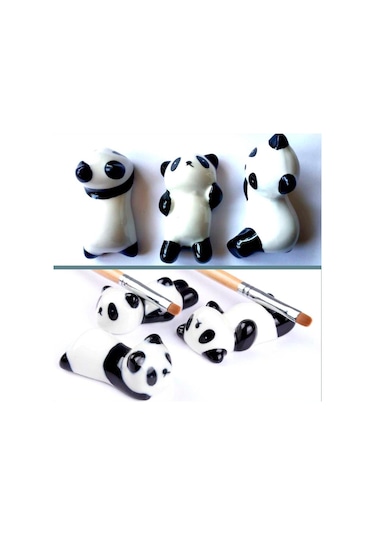 Omeniv 3 Adet Chopstick Standı Sushi Panda Japon Porselen