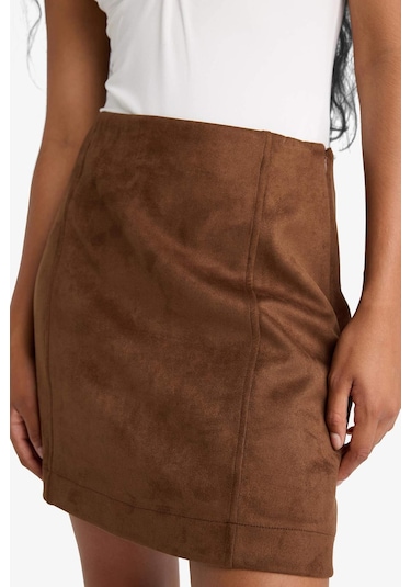 Defacto A Kesim Normal Bel Mini Süet Etek G0848ax25aubn173 Kahve