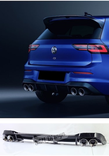 Volkswagen Golf 8 2021+ Egzoz R Difüzör-difizör Plastik