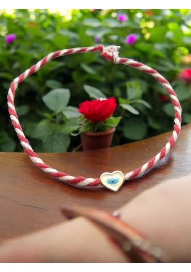 Marteniçka Kalpli Nazar Boncuk Göz Şans Bileklik Seti 2 Adet Gold