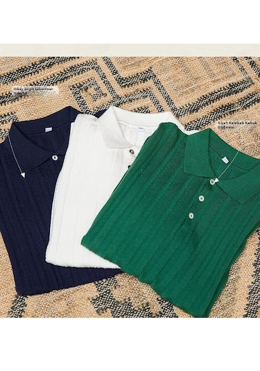 Yeni Erkek Yaz Kısa Kollu Erkek Çizgili Günlük İnce Örme Kısa Kollu Beyaz