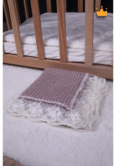Babyhola 90x100cm Dantelli Triko Kız Erkek Bebek Battaniye Tv Diz Battaniyesi Gülkurusu 12100 001