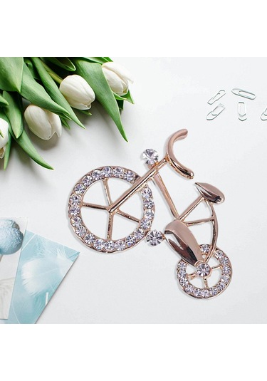 Homyl Rhinestone Broş Alaşım Dekor Bisiklet Pin Şapka Altın