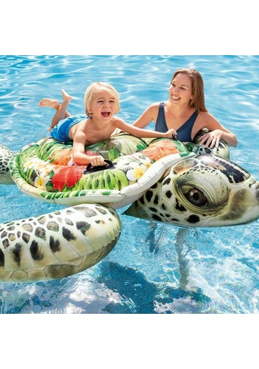 Kaplumbağa Desenli Binici 191x170 Cm, Şişme Deniz Havuz Yatağı Yeşil