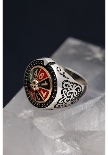Las Vegas Rulet Model Döner Başlı Erkek Gümüş Yüzük