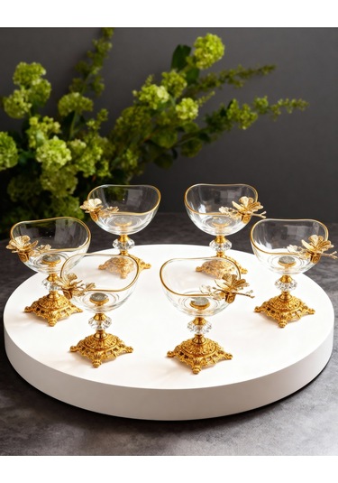 Çnr Home Collection 6 Adet Kelebekli Döküm Ayakli Kase Altın