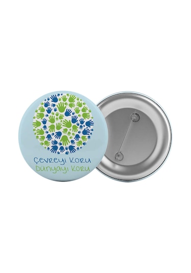 Çevreyi Koru Çanta Rozeti 20 Adet En Büyük Boy 5.8cm İğneli Broş