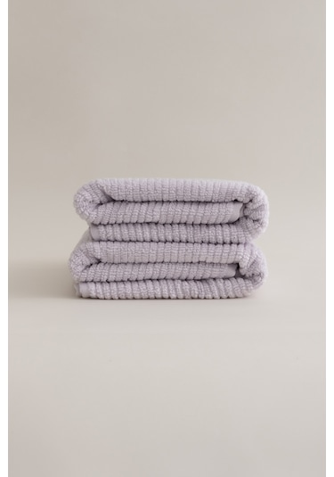 Ivory Lila Fitilli Mikro Fiber %100 Pamuk 2li El Yüz Havlusu Seti Lila