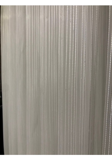 Rüyaper Çizgili Tül Perde 1/3 Sık Pile Ekru