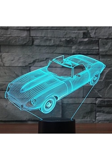 Goldenqian Çocuklar Için Gece Lambası, 3d Illüzyon Gece Lambası, Renk Değişimi Gece Lambası 3d Led Gece Lambası Roadster, 7 Renkli Işık, Ev Dekoru Işıkları Için Inanılmaz Görsel Illüzyon Sb3jwb Siyah